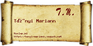 Tényi Mariann névjegykártya