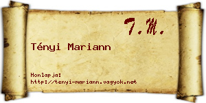 Tényi Mariann névjegykártya